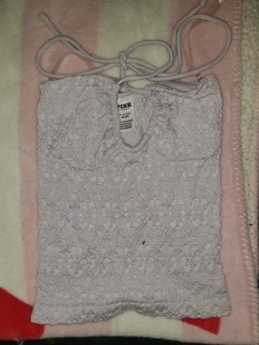 PINK Victoria's Secret Pale Pink Lace Halter Tube Top